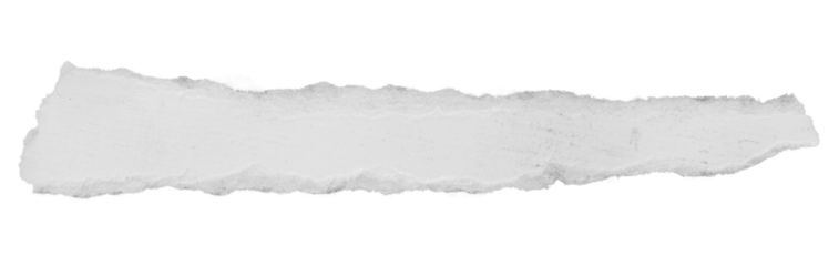 Long torn grayish paper strip isolated on empty background for minimal collage design