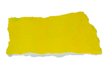 Yellow irregular torn paper shape isolated on empty background for creative layout design
