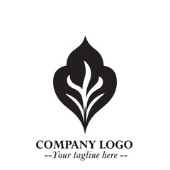 Spinach Logo Symbol in Black on the White Background Minimalist Leaf Vegetable Illustration