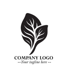 Spinach Logo Symbol in Black on the White Background Minimalist Leaf Vegetable Illustration