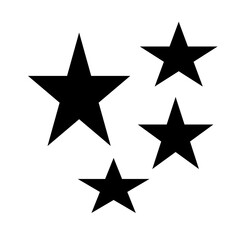 Obraz premium Black star icon with five small stars, minimalist vector symbol on white background