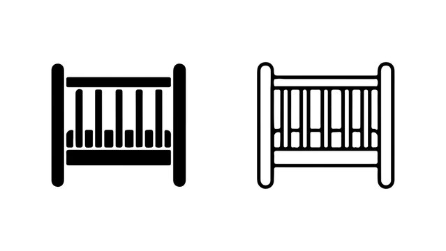 Baby cribs outline with transparent background