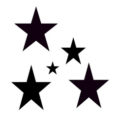 Black star icon with five small stars, minimalist vector symbol on white background