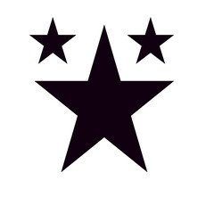 Obraz premium Black star icon with five small stars, minimalist vector symbol on white background