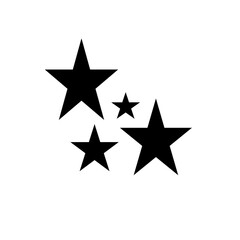 Black star icon with five small stars, minimalist vector symbol on white background