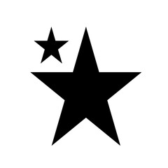 Black star icon with five small stars, minimalist vector symbol on white background