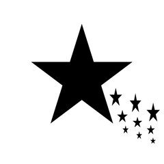 Black star icon with five small stars, minimalist vector symbol on white background