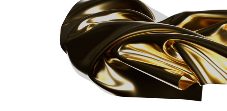 Luxurious golden silk fabric with fluid movement and vibrant reflections, perfect for backgrounds or design elements. Represents elegance and ri