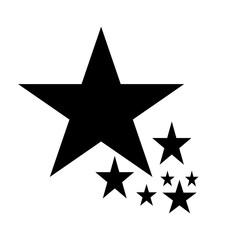 Obraz premium Black star icon with five small stars, minimalist vector symbol on white background