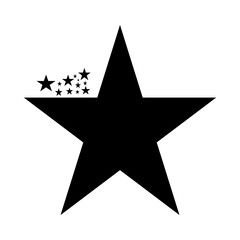 Obraz premium Black star icon with five small stars, minimalist vector symbol on white background