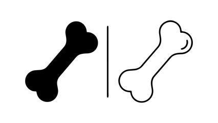 Fototapeta premium Dog bone outline and solid with transparent background