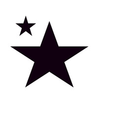 Black star icon with five small stars, minimalist vector symbol on white background
