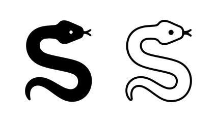 Obraz premium Snake outline and solid shapes with transparent background