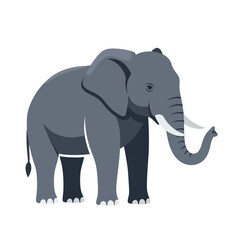 Fototapeta premium Isolated Gray Elephant Vector Illustration on White Background