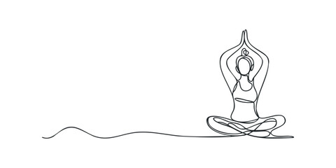 Minimalist line drawing of person meditating