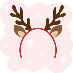 Illustration of Reindeer Antler Headband with Snowflakes