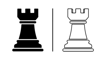 Chess rooks black and white with transparent background © Al