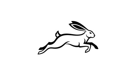 Fototapeta premium A stylized illustration of a hare leaping energetically across a plain white background.
