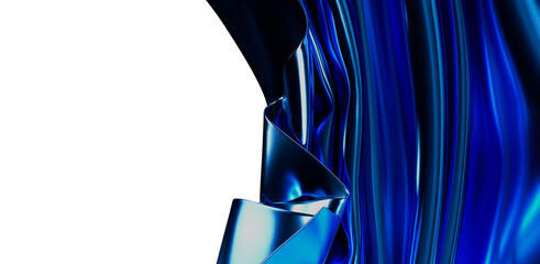 Abstract image of flowing blue fabric with a metallic sheen, perfect for backgrounds, textures, and...