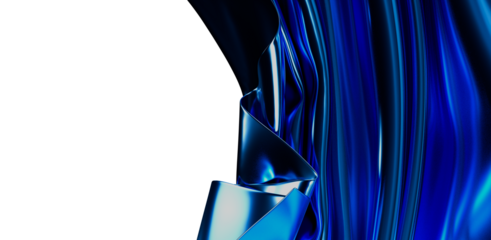 Abstract image of flowing blue fabric with a metallic sheen, perfect for backgrounds, textures, and artistic designs.  Evokes a sense of eleganc