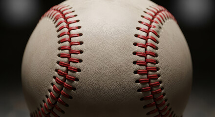 Iconic Baseball Close-Up: Red Stitching, Leather Texture & Timeless Sports Symbolism"

