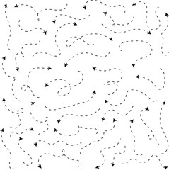 Hand-drawn dashed arrow seamless pattern background