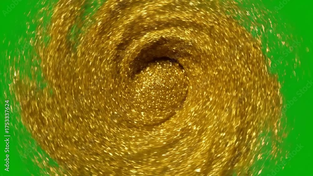Canvas Prints mesmerizing timelapse of a swirling vortex of golden glitter on a chroma key green screen digital ar