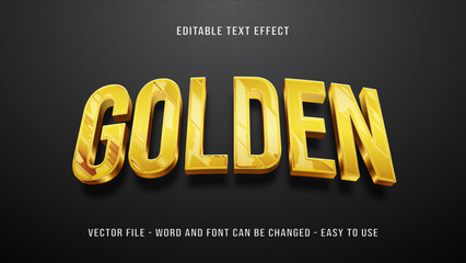 Golden 3d style editable text effect, luxury vector mockup