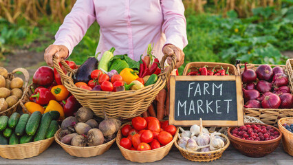 farmers market with vegetables. Selective focus.