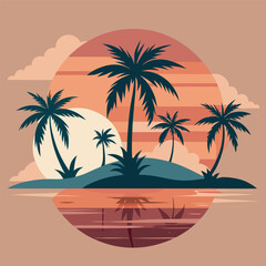 Tropical Island Sunset Reflection