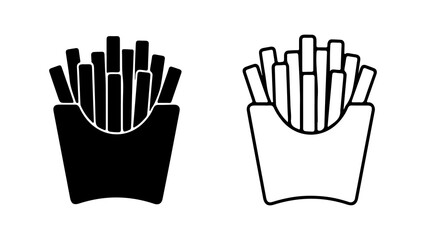 French fries in paper container with transparent background