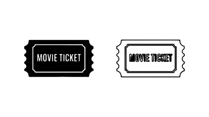 Movie tickets with black and white styles with transparent background