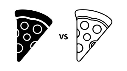Pizza slice comparison with transparent background