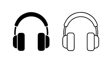 Headphones outline and solid with transparent background