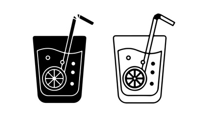 Lemonade glass with straw with transparent background