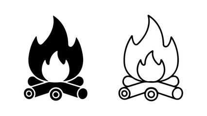 Campfire icon set with transparent background