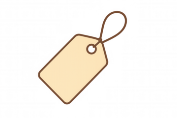 Blank price tag illustration representing retail sales, discount offers, product labeling, and promotion advertising with transparent background