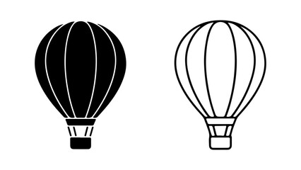 Hot air balloons outline and solid with transparent background © Al