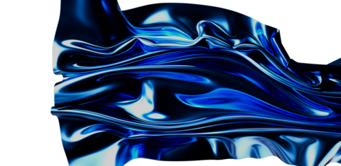 Elegant abstract background featuring flowing blue metallic surface with reflective highlights. Ideal for modern design projects, textures and b