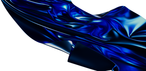 Abstract artistic composition with a close-up of glossy blue fabric. The material has a luxurious feel, creating depth and visual interest. Perf