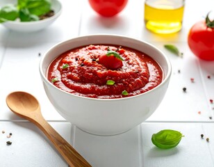 Red tomato sauce in a bowl