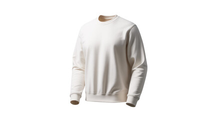 Blank white sweatshirt mockup with long sleeves, shown in front view isolated on transparent white background 
