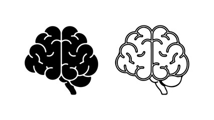 Brain anatomy outline and solid with transparent background