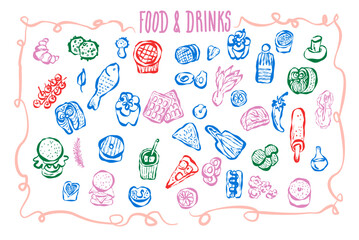 Hand drawn Food and Drinks Collection