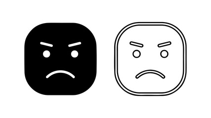 Angry faces icon set with transparent background