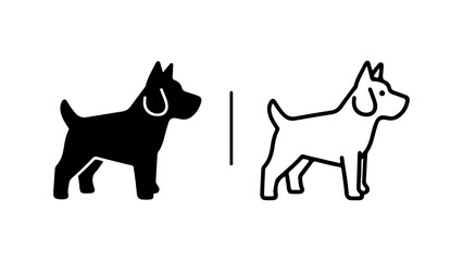 Dog icons with outline and solid fill with transparent background