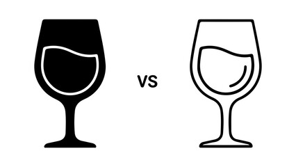 Wine glasses comparison with transparent background