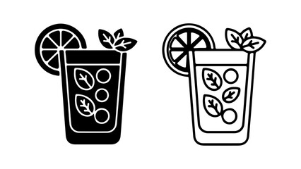 Lemon drink with mint and ice with transparent background