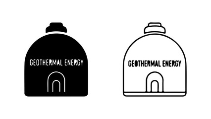 Geothermal energy plant icons with transparent background
