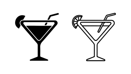 Martini glasses with garnish with transparent background